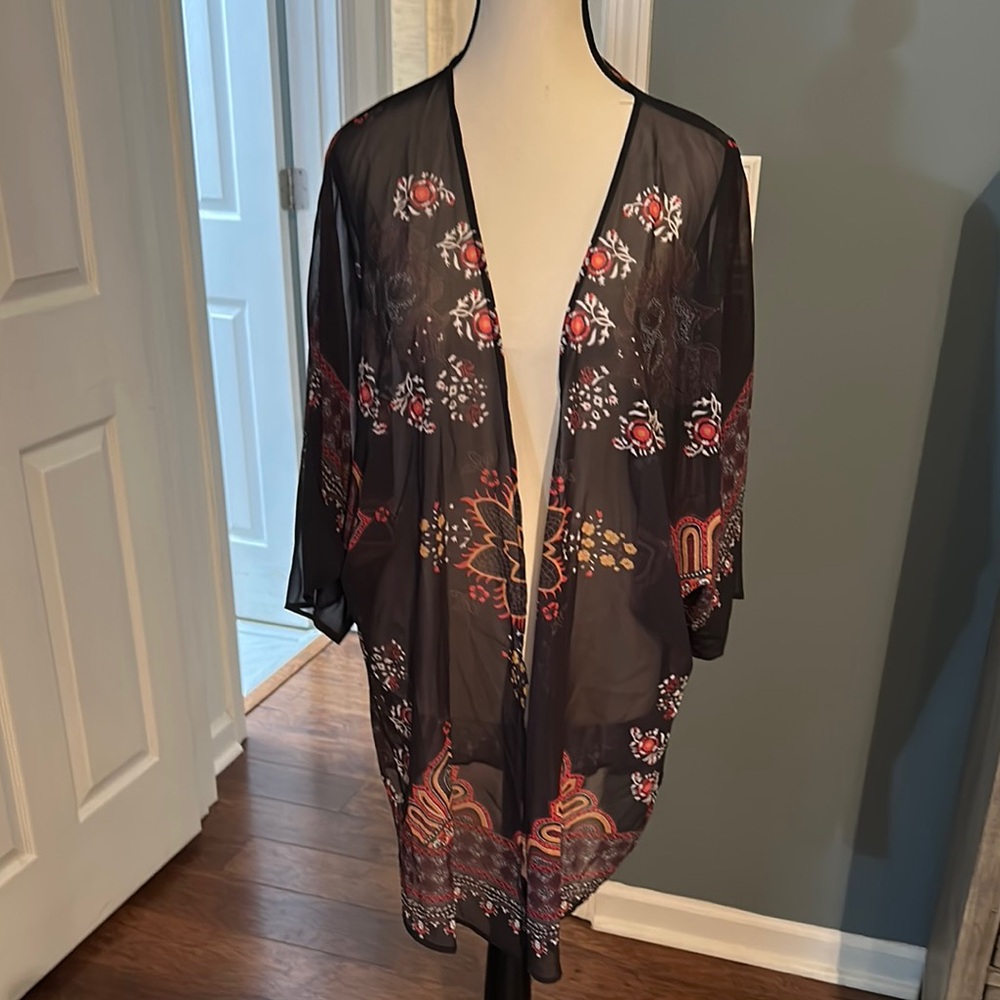Floral Black Kimono Cardigan
